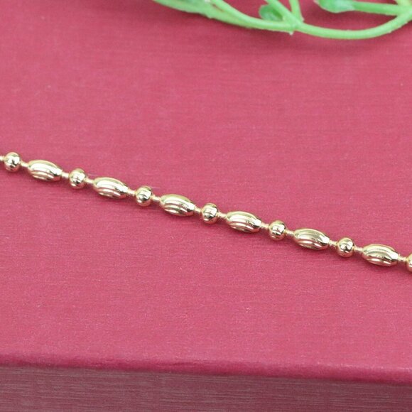 "Elegant Rose Gold Textured Oval Bead Bracelet with Chain Extender, XPBL1140 - Picture 9 of 13